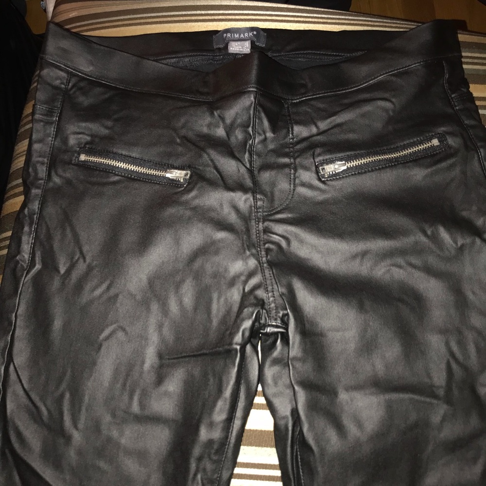 NEW black leather skinny pants